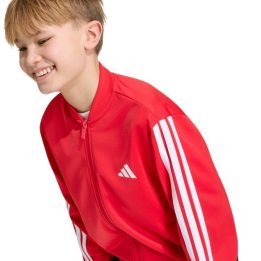 Vaikiškas adidas džemperis su užtrauktuku, raudonas