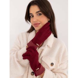 Moteriškos pirštinės su ilgesniu riešo kraštu, Wool Fashion Italia, bordo
