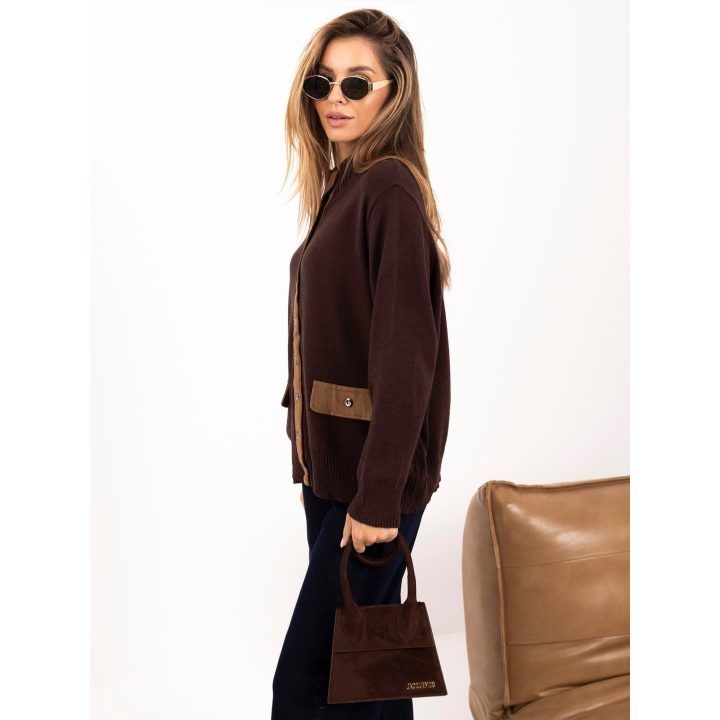 Moteriškas megztinis su stačia apykakle Italy Moda, rudas