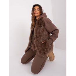 Moteriška pūkuota liemenė su kišenėmis, Wool Fashion Italia, ruda