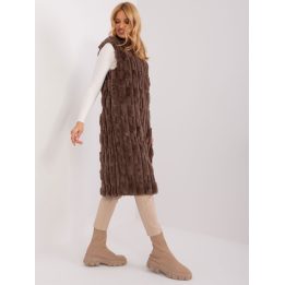 Moteriška ilga liemenė su užtrauktuku, Wool Fashion Italia, ruda