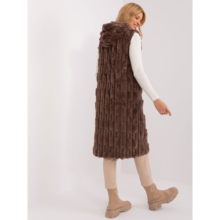 Moteriška ilga liemenė su užtrauktuku, Wool Fashion Italia, ruda