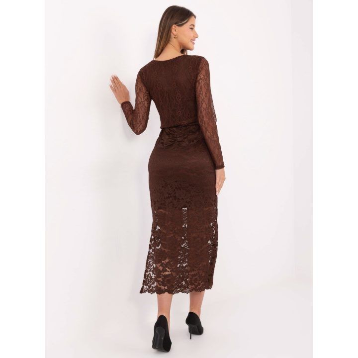 Midi sijonas su elastingu juosmeniu ITALY MODA, rudas