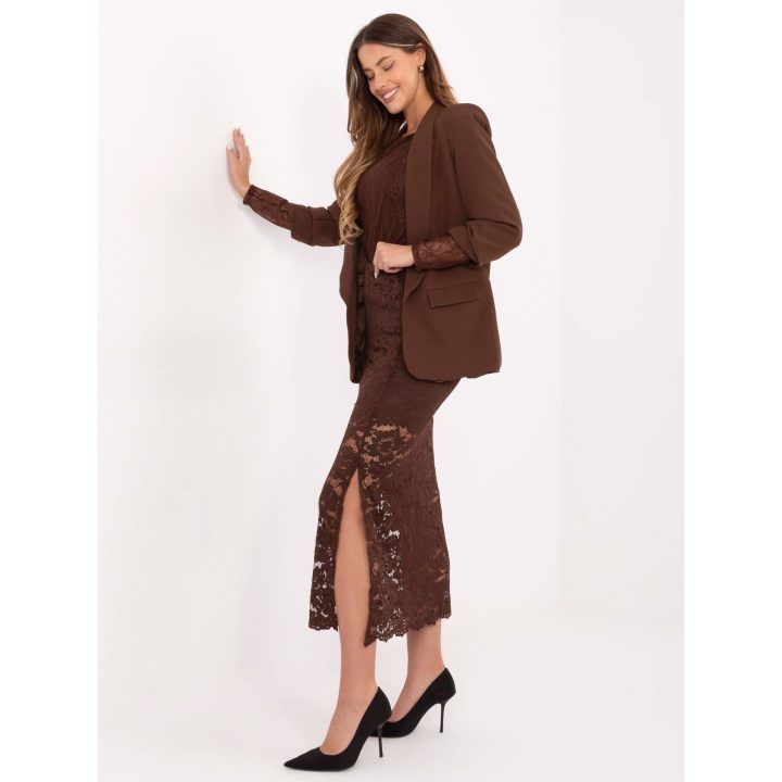 Midi sijonas su elastingu juosmeniu ITALY MODA, rudas