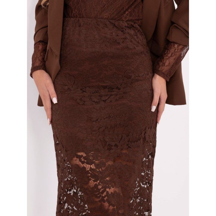 Midi sijonas su elastingu juosmeniu ITALY MODA, rudas