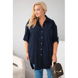 Moteriški didelių dydžių marškiniai, tamsiai mėlyni