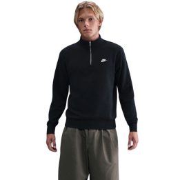 Vyriškas džemperis su pusiniu užtrauktuku Nike Sportswear Club, juodas