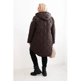Moteriška žieminė Plus Size striukė su gobtuvu, raudonos spalvos