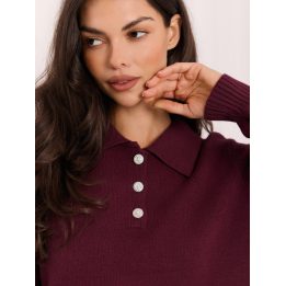 Moteriškas polo megztinis su rumbuota faktūra ITALY MODA, bordo