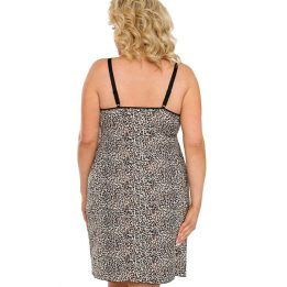 Leopardo rašto naktiniai marškiniai didelių dydžių Donna – juoda