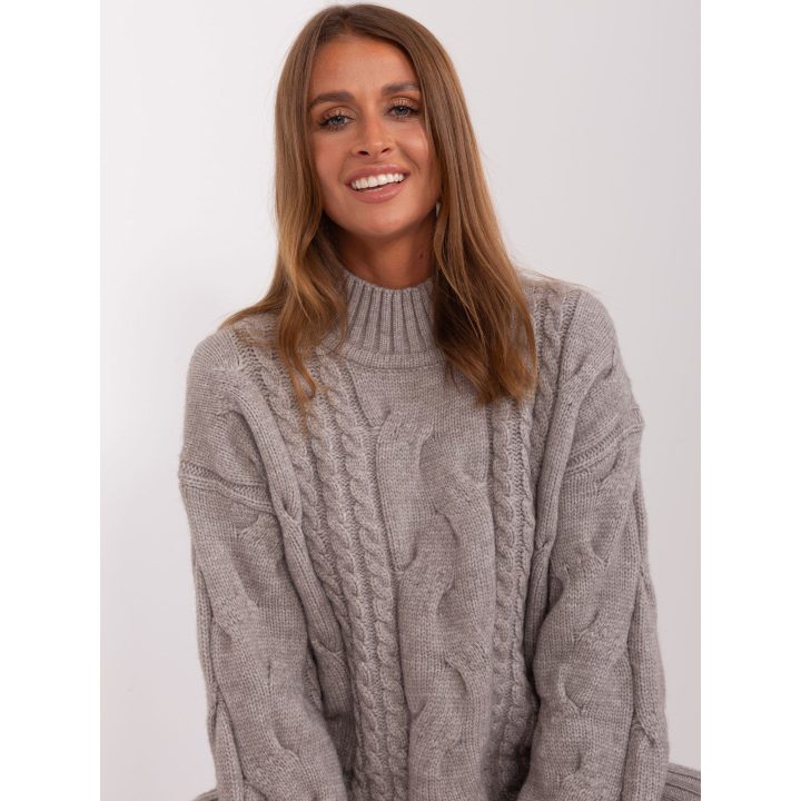 Moteriškas megztinis su pūstomis rankovėmis Wool Fashion Italia, pilkas