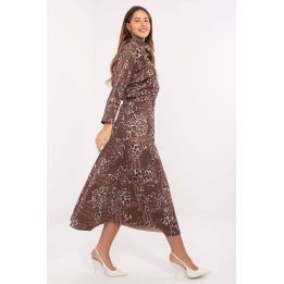 Leopardo rašto midi sijonas Italy Moda – smėlio spalvos