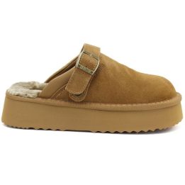Moteriškos pašiltintos šlepetės ant platformos Big Star, camel