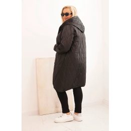 Moteriška Plus Size dygsniuota striukė su gobtuvu, juodos spalvos