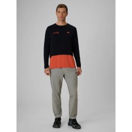 Vyriškas trekkingo longsleeve 4F, juodas su oranžine apačia