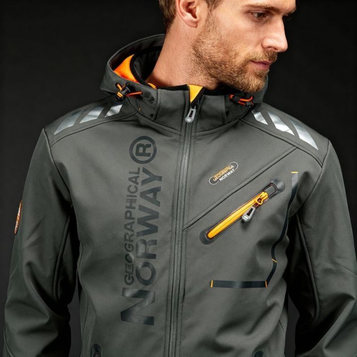 Vyriška softshell striukė Geographical Norway Royaute DB, tamsiai pilka su oranžinėmis detalėmis