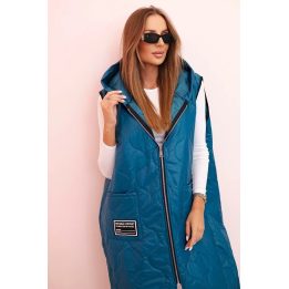 Moteriška Plus Size dygsniuota liemenė su gobtuvu, jūros žalios spalvos