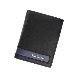 Vyriška natūralios odos RFID piniginė, Pierre Cardin, juoda ir raudona