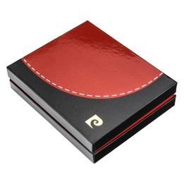 Vyriška natūralios odos piniginė Pierre Cardin, 12,5 × 9,5 cm – juoda / raudona