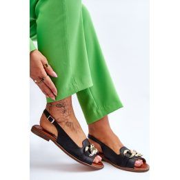 Moteriškos odinės basutės su grandinėle Lewski Shoes, juodos
