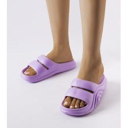 Moteriškos šlepetės su aukštu padu, violetinės