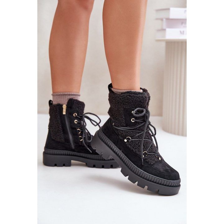 Moteriški pašiltinti aulinukai su 4 cm platforma Step In Style, juodi