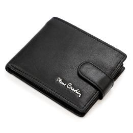 Vyriška natūralios odos piniginė Pierre Cardin, 11,5 × 9 × 2,8 cm, juoda