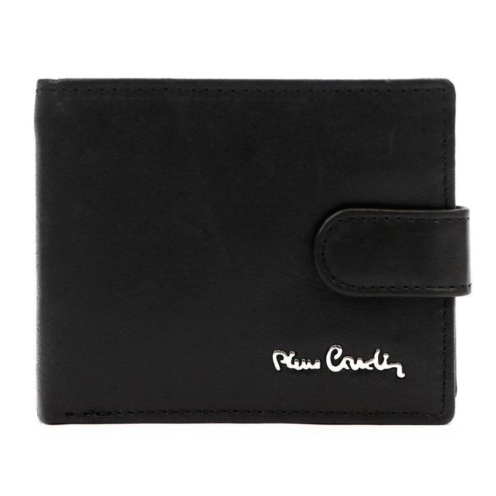Vyriška natūralios odos piniginė Pierre Cardin, 11,5 × 9 × 2,8 cm, juoda