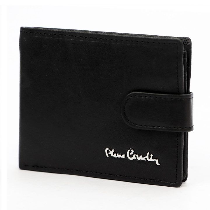Vyriška natūralios odos piniginė Pierre Cardin, 11,5 × 9 × 2,8 cm, juoda