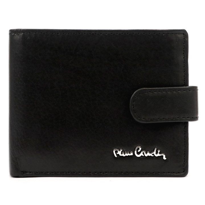 Vyriška natūralios odos piniginė Pierre Cardin, 12,5 × 10 × 3 cm, juoda