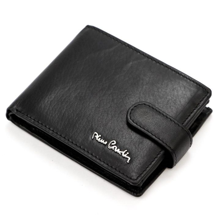 Vyriška natūralios odos piniginė Pierre Cardin, 12,5 × 10 × 3 cm, juoda