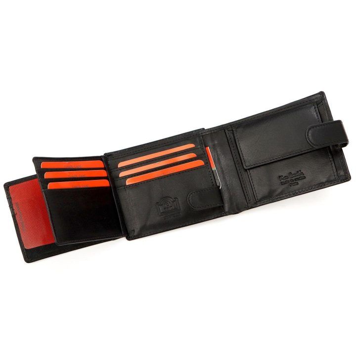 Vyriška natūralios odos piniginė Pierre Cardin, 12,5 × 10 × 3 cm, juoda