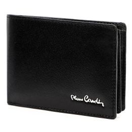 Vyriška natūralios odos piniginė Pierre Cardin, 12 × 9,5 × 3 cm, juoda