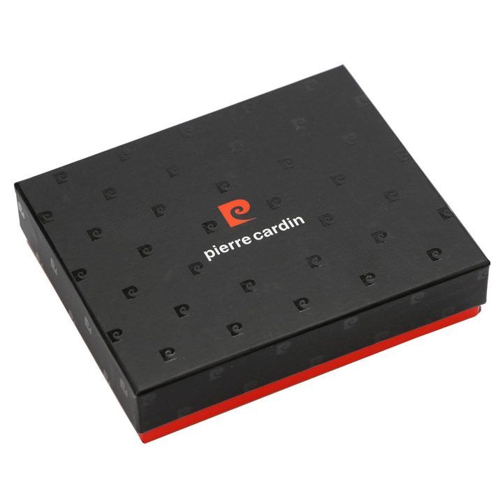 Vyriška natūralios odos piniginė Pierre Cardin, 10 × 13 × 3 cm, juoda