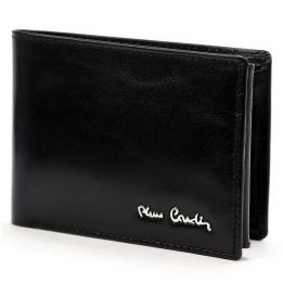 Vyriška natūralios odos piniginė Pierre Cardin, 12 × 10 × 3 cm, juoda
