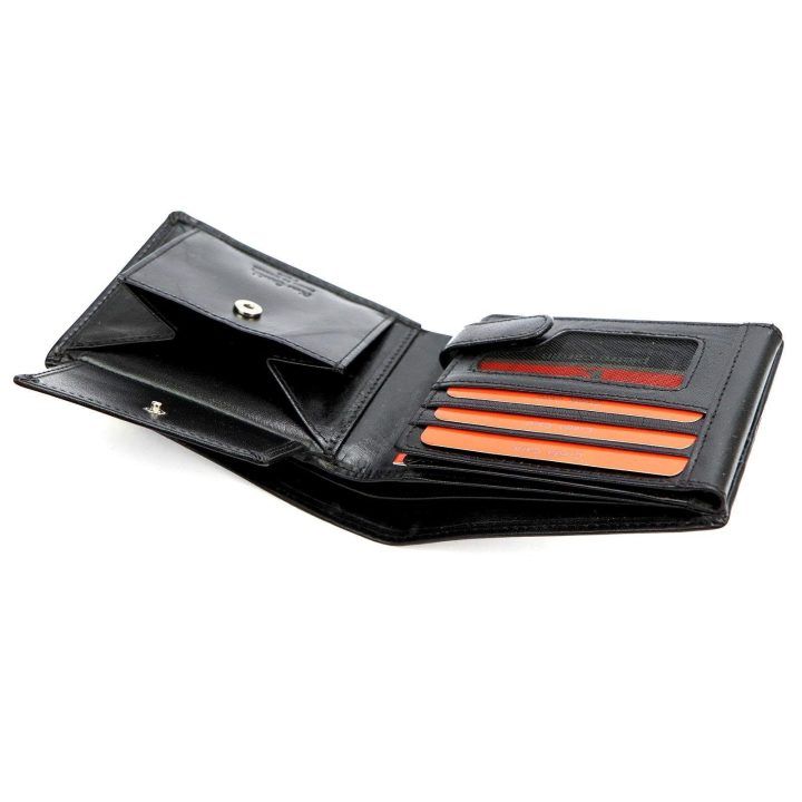 Vyriška natūralios odos piniginė Pierre Cardin, 12 × 10 × 3 cm, juoda