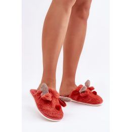Moteriškos šlepetės su kailiu ir elnio raštu STEP IN STYLE, raudonos