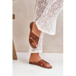 Moteriškos odinės šlepetės Lewski Shoes, rudos