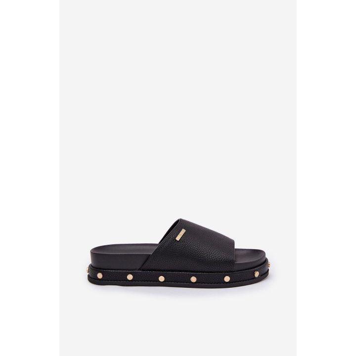 Moteriškos šlepetės su platforma ir kniedėmis Big Star, juodos