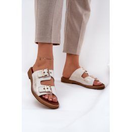 Moteriškos odinės šlepetės su sagtimis Step in style, geltonos
