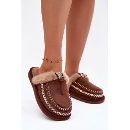 Moteriškos šlepetės su siuvinėtu viršumi Step in Style, rudos