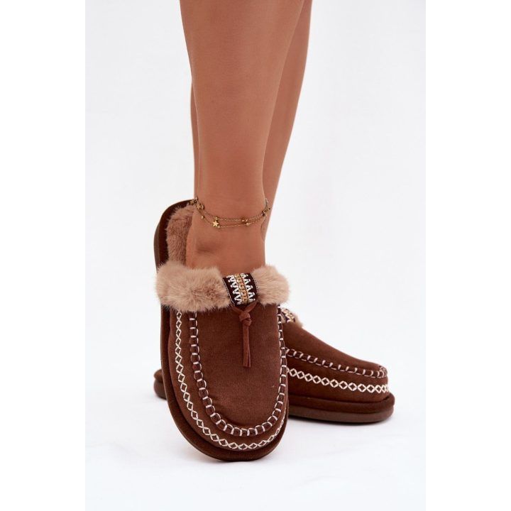 Moteriškos šlepetės su siuvinėtu viršumi Step in Style, rudos
