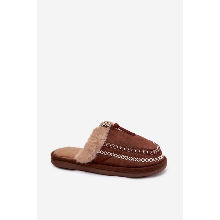 Moteriškos šlepetės su siuvinėtu viršumi Step in Style, rudos