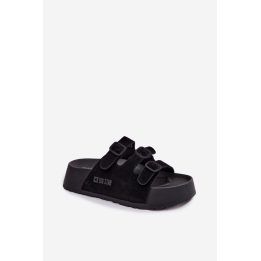 Moteriškos šlepetės su 4,5 cm pakyla 36–40 – juoda