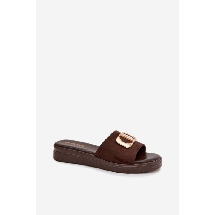 Moteriškos šlepetės su dirželiais STEP IN STYLE, rudos
