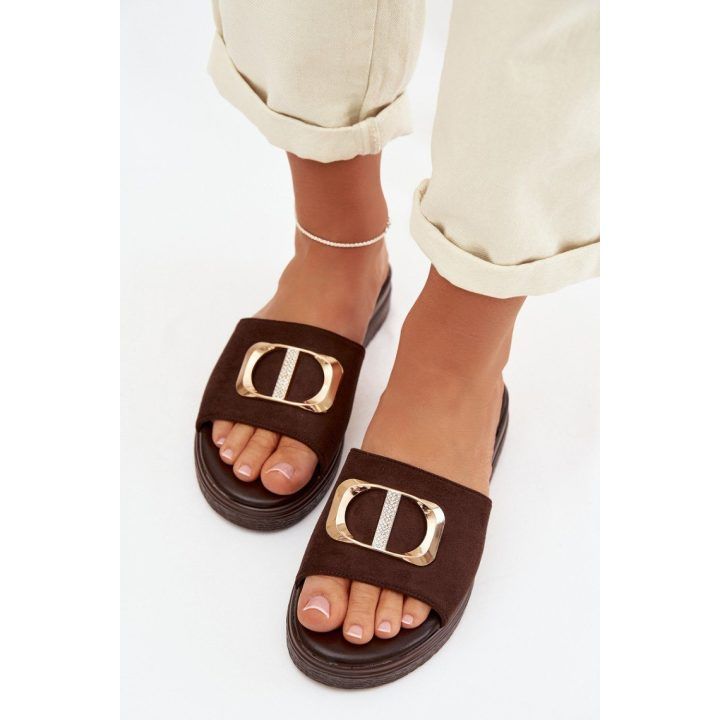 Moteriškos šlepetės su dirželiais STEP IN STYLE, rudos