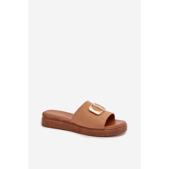 Moteriškos šlepetės su veliūrine apdaila STEP IN STYLE, rudos