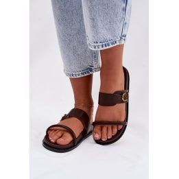 Moteriškos šlepetės su žemu padu STEP IN STYLE, rudos
