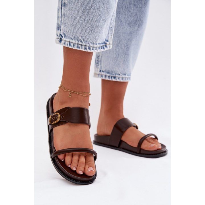 Moteriškos šlepetės su žemu padu STEP IN STYLE, rudos