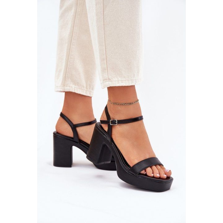 Moteriškos basutės su storu kulnu, STEP IN STYLE, juodos